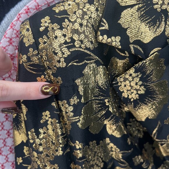 $3690 Saint Laurent 2021 Black Gold Metallic Floral Blazer Jacket size FR 40/8 - Picture 4 of 14